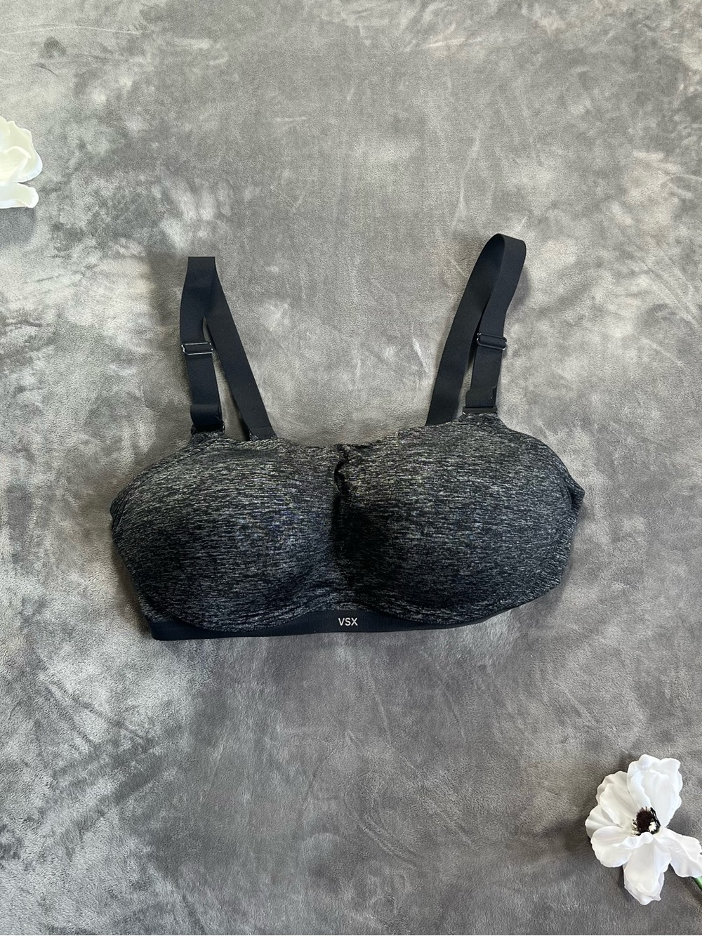 VSX Black Heather Molded Sports Bra with Adjustable Straps